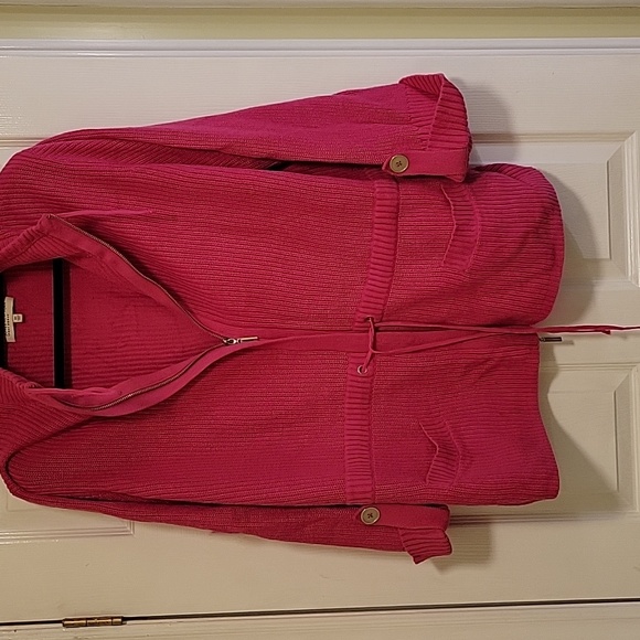 Bright pink tie waist sweater. - Picture 1 of 4